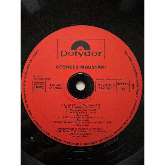 Georges Moustaki 1981 LP Moustaki Polydor 2393 285 Import France VG+ - Picture 5 of 7